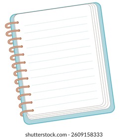 Illustration of a spiral notebook  perfect for writing, studying, or taking notes in school or office.
