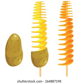 illustration. spiral potato on white background