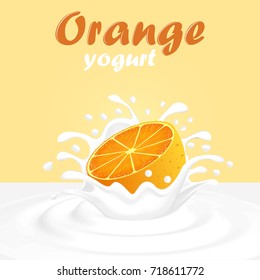 Illustration of a splash of fruit orange yogurt