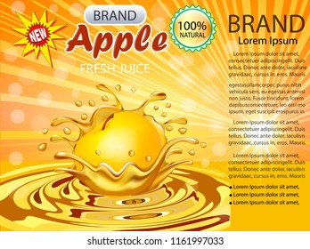 Illustration of a splash of juice from a falling apple and a drop