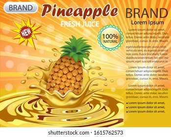 Illustration of a splash of juice from a falling  pineapple and a drop