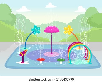 Illustration Of A Splash Pad In A Park