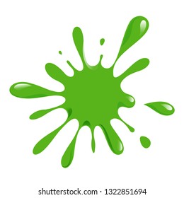 illustration of splashes of green paint. ink stain isolated with a white background