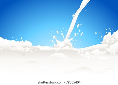 illustration of splashing milk on abstract background