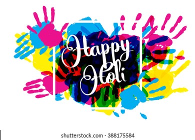 illustration of splashy bucket with pichkari in Happy Holi background. Vector illustration. Great banner for a festive graphic or web design