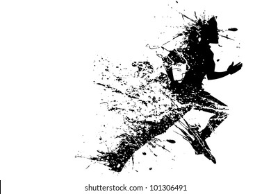 illustration of splashy runner silhouette on white background