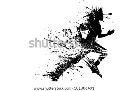 illustration of splashy runner silhouette on white background