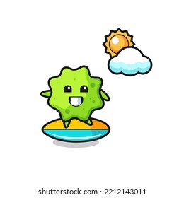 Illustration of splat cartoon do surfing on the beach , cute design