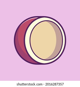 Illustration of a split coconut. Cartoon icon style