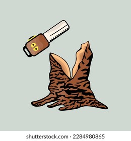 illustration of a split log and its cutting tool