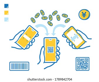 Illustration splitting with smartphone payment
You can easily change the color from vector data with swatches