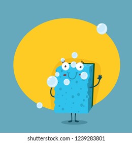illustration with a sponge about washing dishes