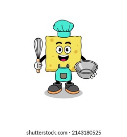 Illustration of sponge as a bakery chef , character design