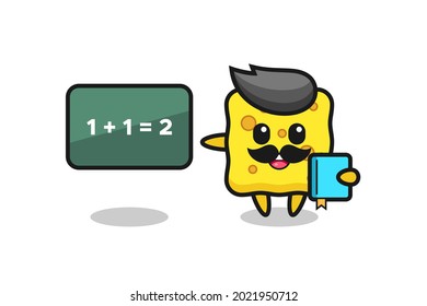 Illustration of sponge character as a teacher , cute style design for t shirt, sticker, logo element