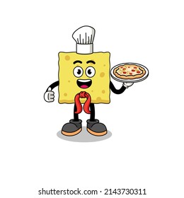 Illustration of sponge as an italian chef , character design