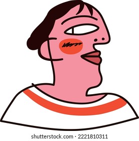 Illustration of a spoof funny cartoon character girl, more fun and alternative style