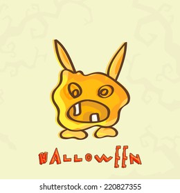 Illustration of a spooky animal face with stylish text on grungy background.