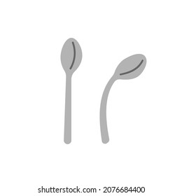 illustration of a spoon in good condition and a spoon in bent condition. flat cartoon style. vector design