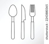 Illustration of a spoon, a knive, and a fork