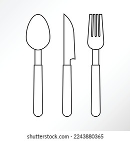 Illustration of a spoon, a knive, and a fork