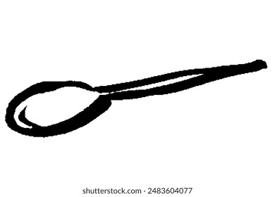 Illustration of spoon line drawing with brush touch