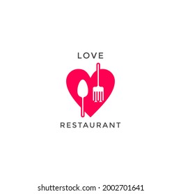 ILLUSTRATION SPOON AND SPORK, LOVE RESTAURANT LOGO DESIGN VECTOR FOR YOUR BUSINESS