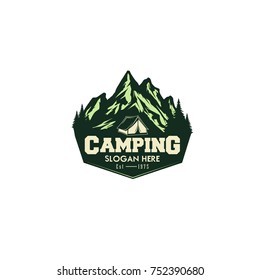 Illustration for sport camping, climbing, emblem climbing, hobby illustration. Vintage mountain camping vector logo and labels set. 