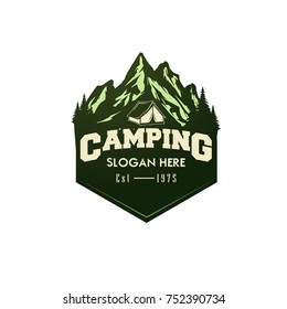 Illustration for sport camping, climbing, emblem climbing, hobby illustration. Vintage mountain camping vector logo and labels set. 
