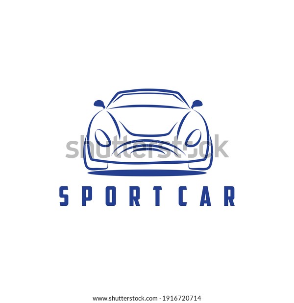 Illustration sport car front view transportation\
logo design\
vector