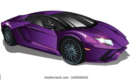 Illustration of  sport car Lamborghini avendator .Illustration are easy to use and highly customizable, logical layered to fit your needs.  shiny automobile isolated on white background