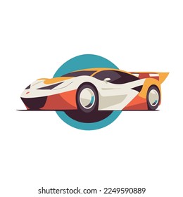 Illustration of sport car, super car logo vector flat color illustration 