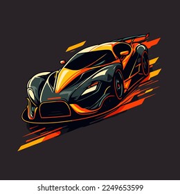 Illustration of sport car, super car logo vector flat color illustration 