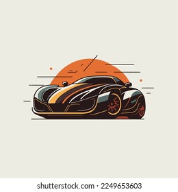 Illustration of sport car, super car logo vector flat color illustration 