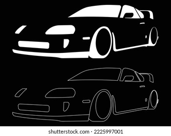 Illustration Sport Cars Glowing. Can Be Used For Sticker, Logo and Ornament