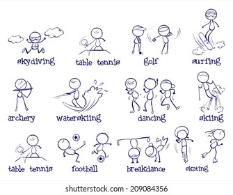 Illustration of sport doodles on white