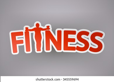 illustration of sport or fitness paper icon with silhouettes and shadow on grey background