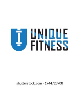 Illustration sport fitness with sign U logo design template