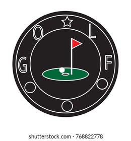 Illustration for a sport of golf. Retro image. Print for the designer. Gift card, badge. The avatar element for the player. Business card for the holiday, corporate. Button for the web.