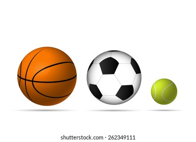 Illustration of sports balls isolated on a white background.