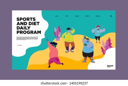 Illustration of Sports and Diet Daily Program. Illustration can use for, landing page, template, ui, web, homepage, poster, banner, flyer