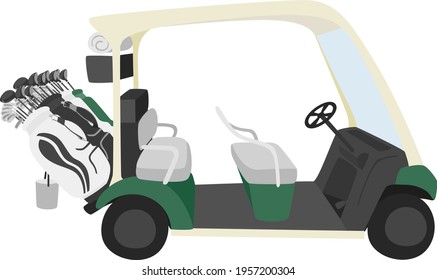 Illustration of sports golf. A golf cart used to move a golf course.
