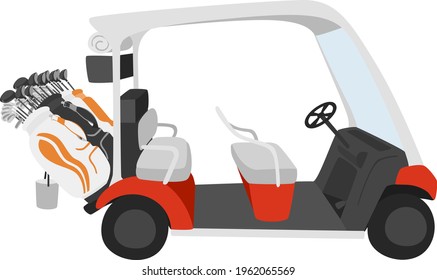 Illustration of sports golf. A golf cart used to move a golf course.