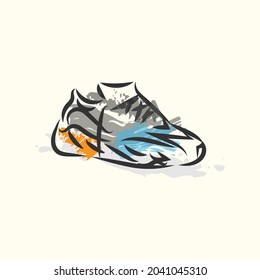 illustration of sports shoes with abstract concept