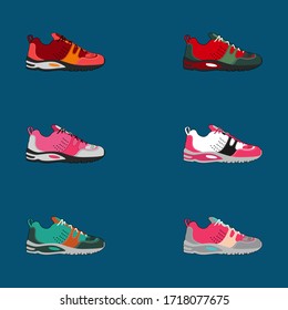 illustration of sports shoes. colorful sneakers. vector