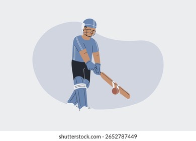Ilustração de Críquete de Esporte Jogando Críquete com um Morcego na Mão