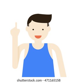Illustration of a sportsman have thinking one choice. Vector illustration flat style.