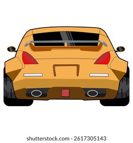 Illustration of a Sporty Yellow Car. JDM. cartoon