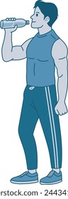 Illustration of spot man drinking water