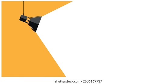 Illustration of a spotlight lamp on a white background. Business concept with space for text.