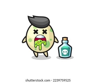 illustration of an spotted egg character vomiting due to poisoning , cute style design for t shirt, sticker, logo element